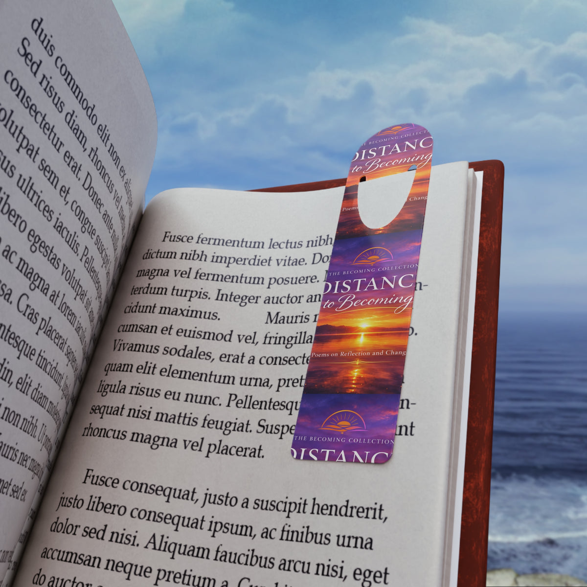 Bookmark — "Distance to Becoming" Sunset Reflection Bookmark